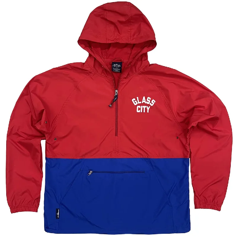 Round neck jacket-Glass City Colorblock Pack-N-Go Windbreaker