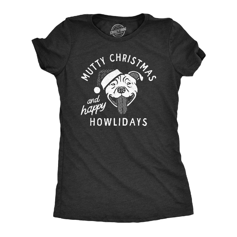 funny animal T-shirt-Mutty Christmas And Happy Howlidays Women's T Shirt