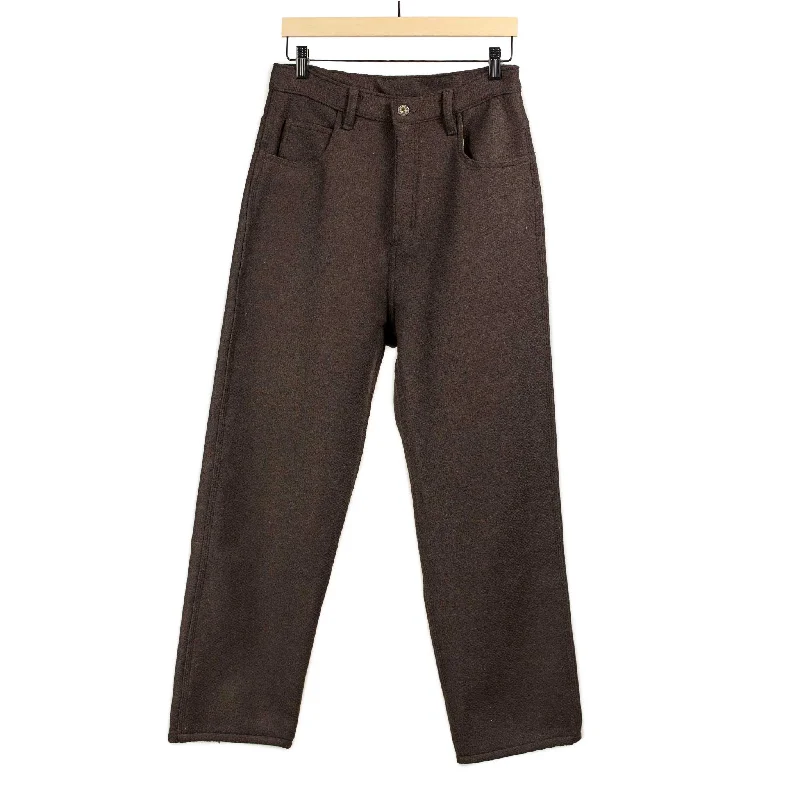 Work uniform pants-High Rise 5-Pocket Pants in Vicente brown wool flannel