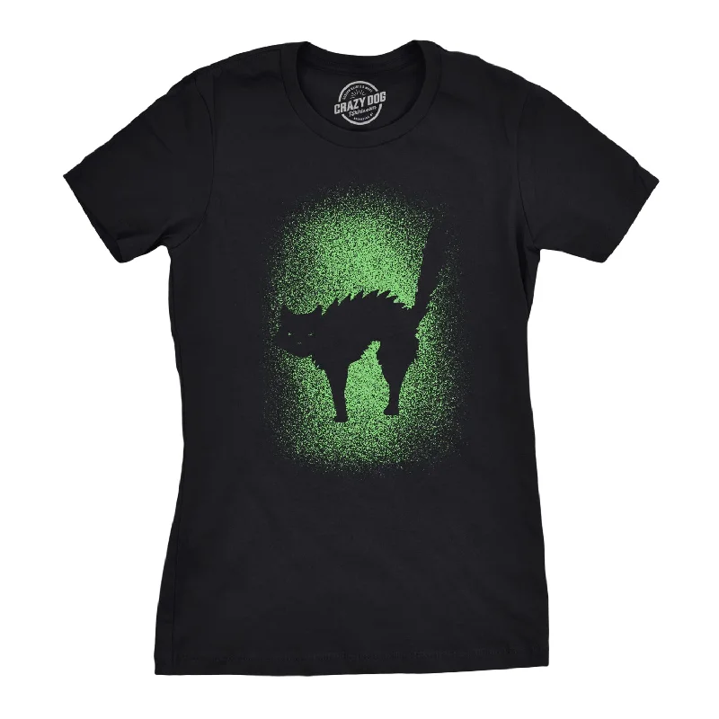 slogan T-shirt-Glowing Cat Women's T Shirt