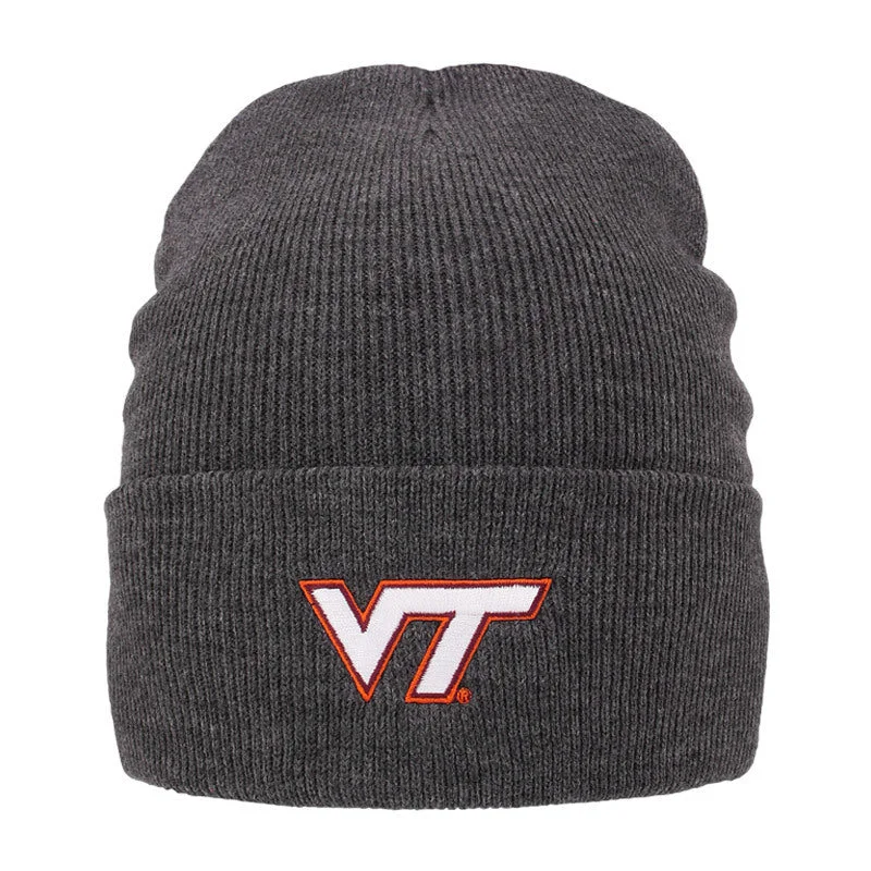 Classic style hats-Virginia Tech North Pole Cuffed Knit Beanie: Charcoal