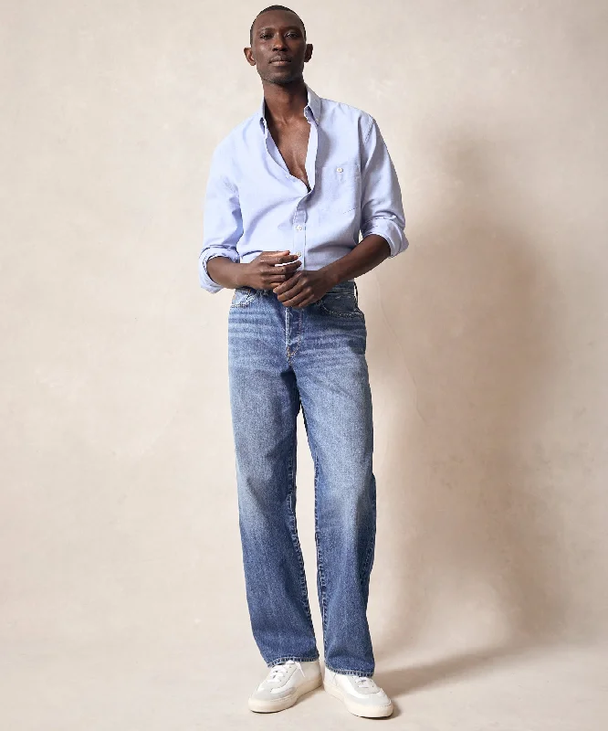 Minimalist pants-Relaxed Selvedge Jean in Medium Crease Wash