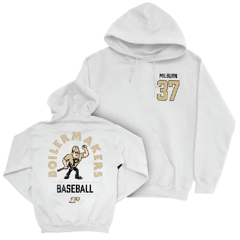 Plus size hoodie-Baseball White Mascot Hoodie     - Isaac Milburn