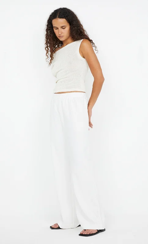 Cotton pants-NINAH DRAWSTRING PANT - WHITE