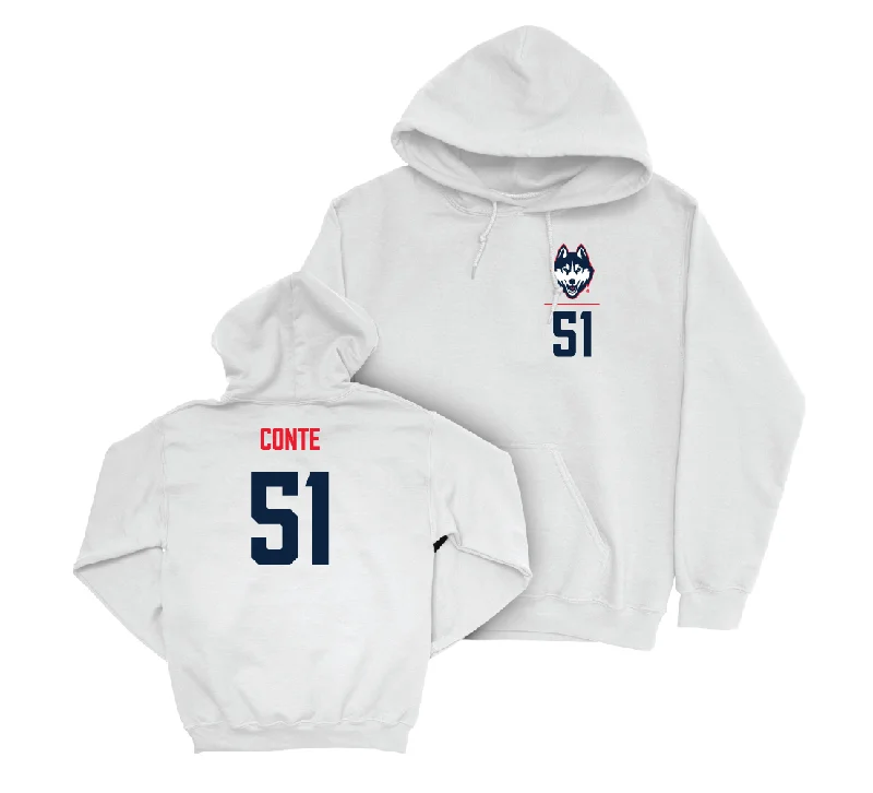 Solid hoodie-UConn Baseball Logo White Hoodie - Giovanni Conte | #51