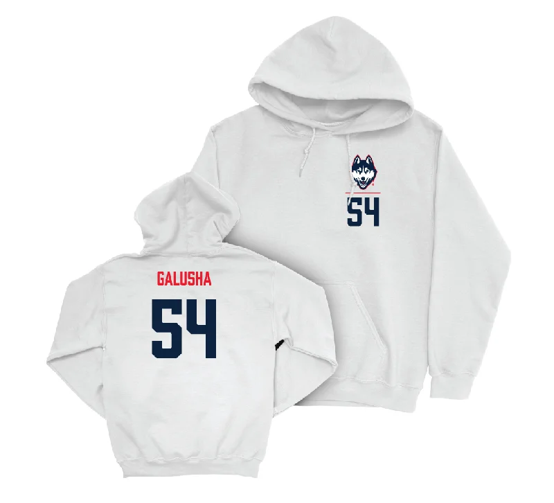 Travel hoodie-UConn Baseball Logo White Hoodie - Thomas Galusha | #54