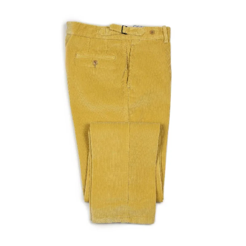 Loose pants-Higher-rise side tab trousers in maize Brisbane Moss cotton corduroy