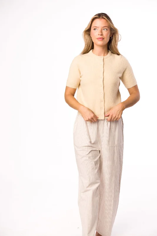 Convenient pants-Dawson 100% Cotton Wide Leg Pant in Natural Stripes