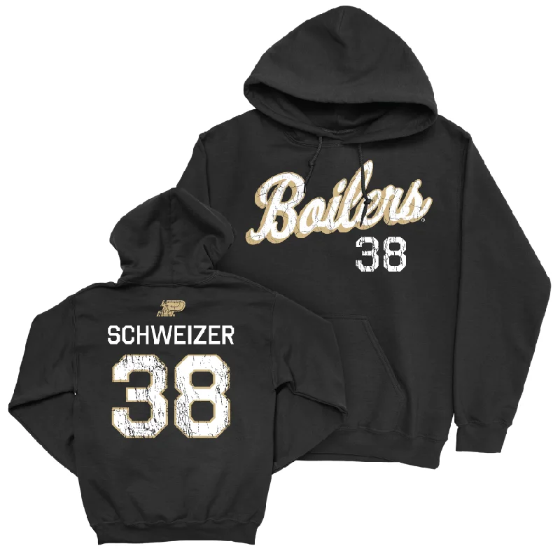 Breathable hoodie-Baseball Black Script Hoodie     - Evan Schweizer