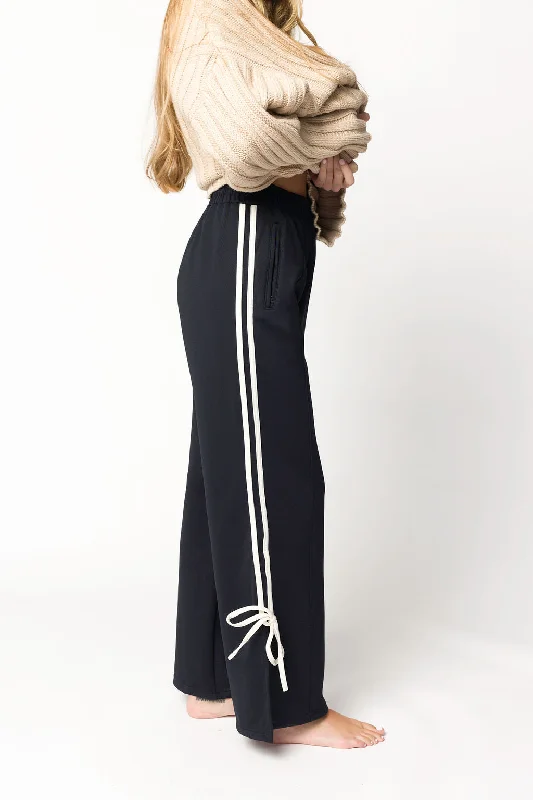 Minimalist pants-Murphy Track Pants with Bow Detail in Dark Navy/White