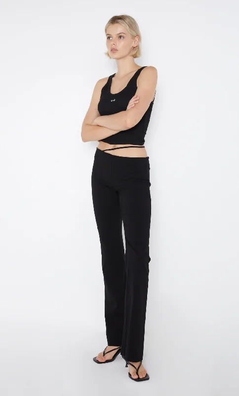 Sporty casual pants-HARMONY ASYM PANT - BLACK