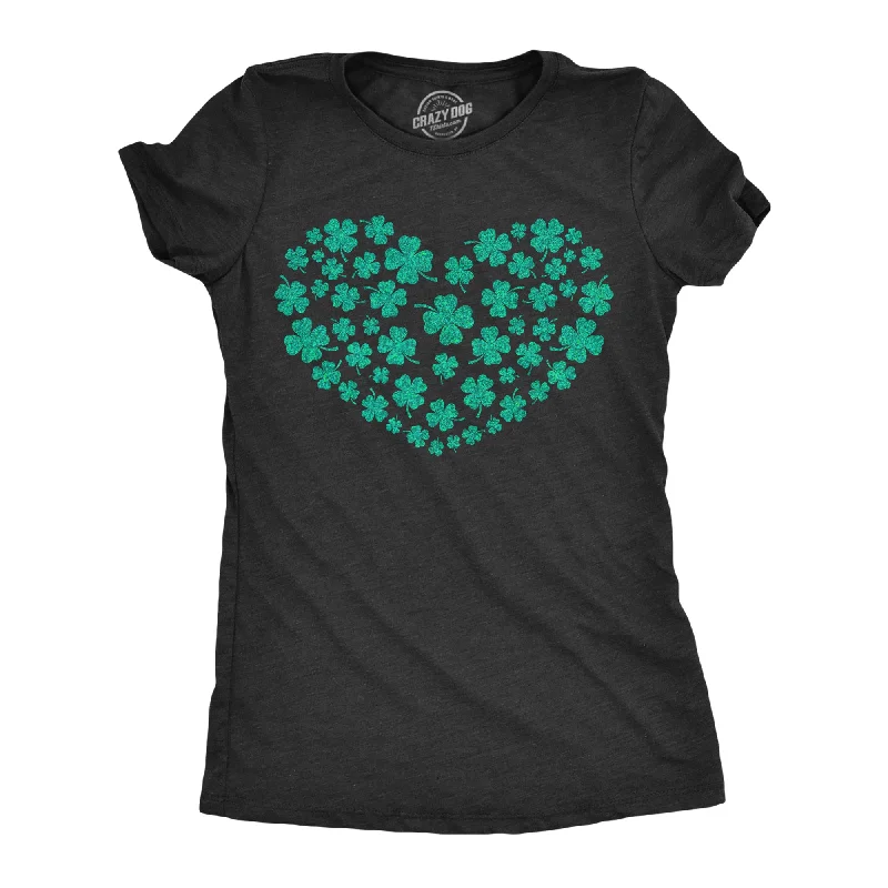 party T-shirt-Glitter Clover Heart Women's T Shirt