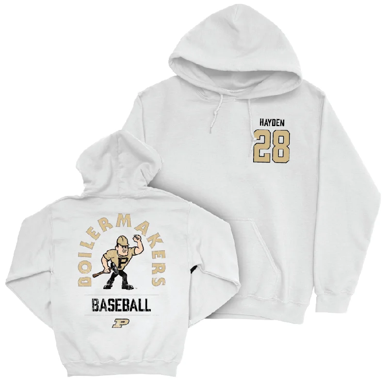 Retro hoodie-Baseball White Mascot Hoodie    - Enas Hayden