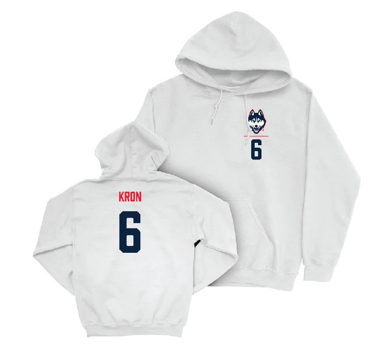 Casual hoodie-UConn Baseball Logo White Hoodie - Drew Kron | #6