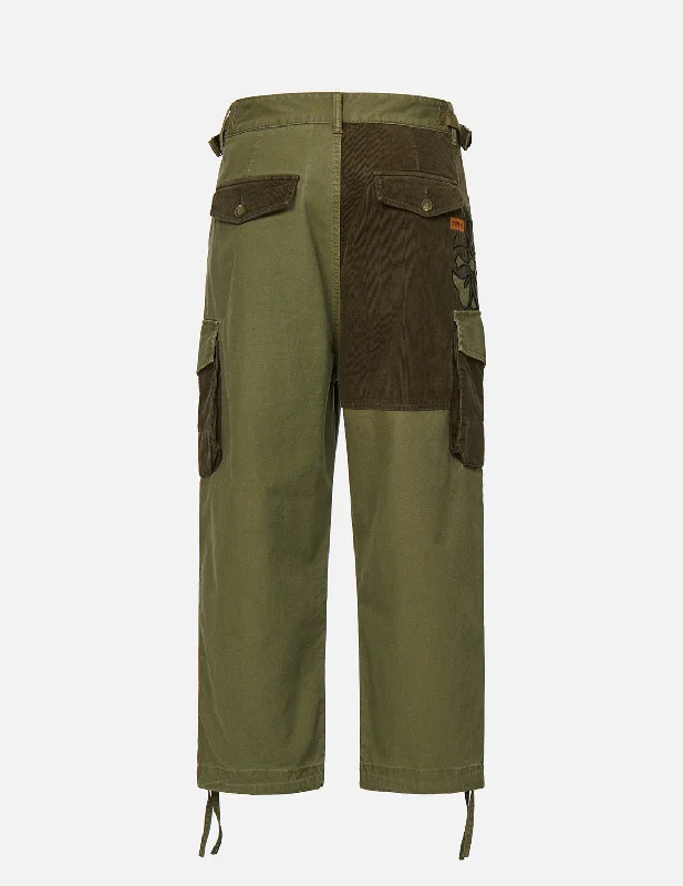 Short pants-Kamon Appliqué Fabric Blocking Cargo Pants