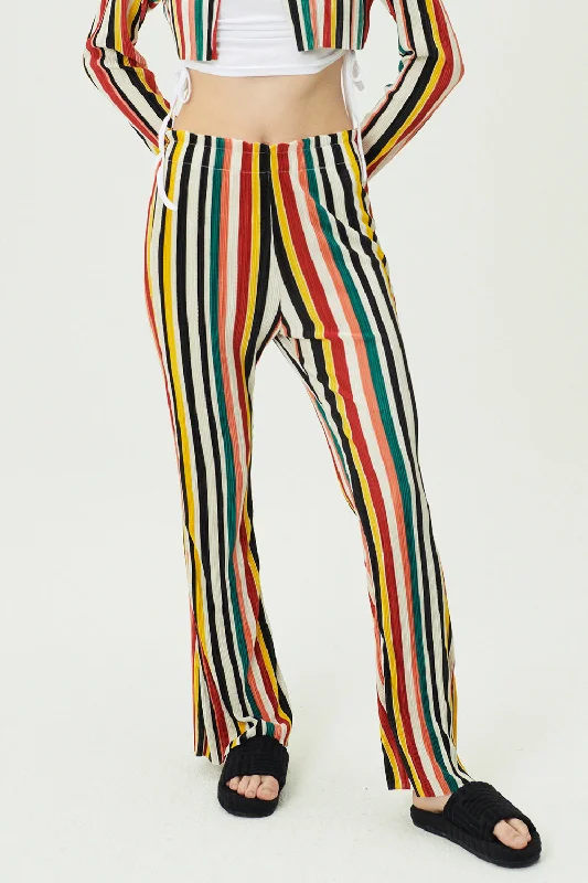 Leather pants-Nadua Striped Plisse Pants