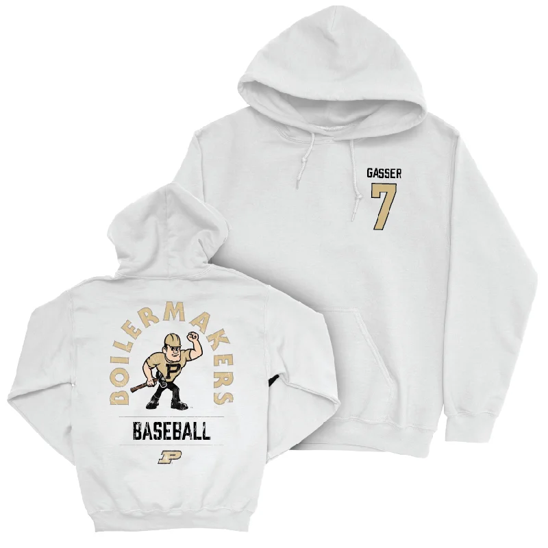 Cotton hoodie-Baseball White Mascot Hoodie  - Camden Gasser