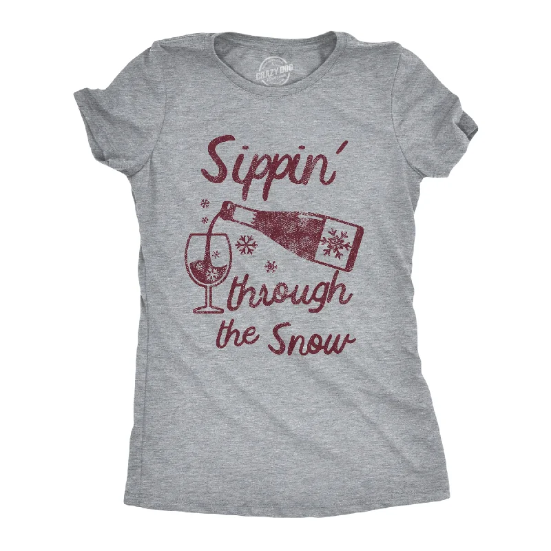 geometric T-shirt-Sippin Through The Snow Women's T Shirt