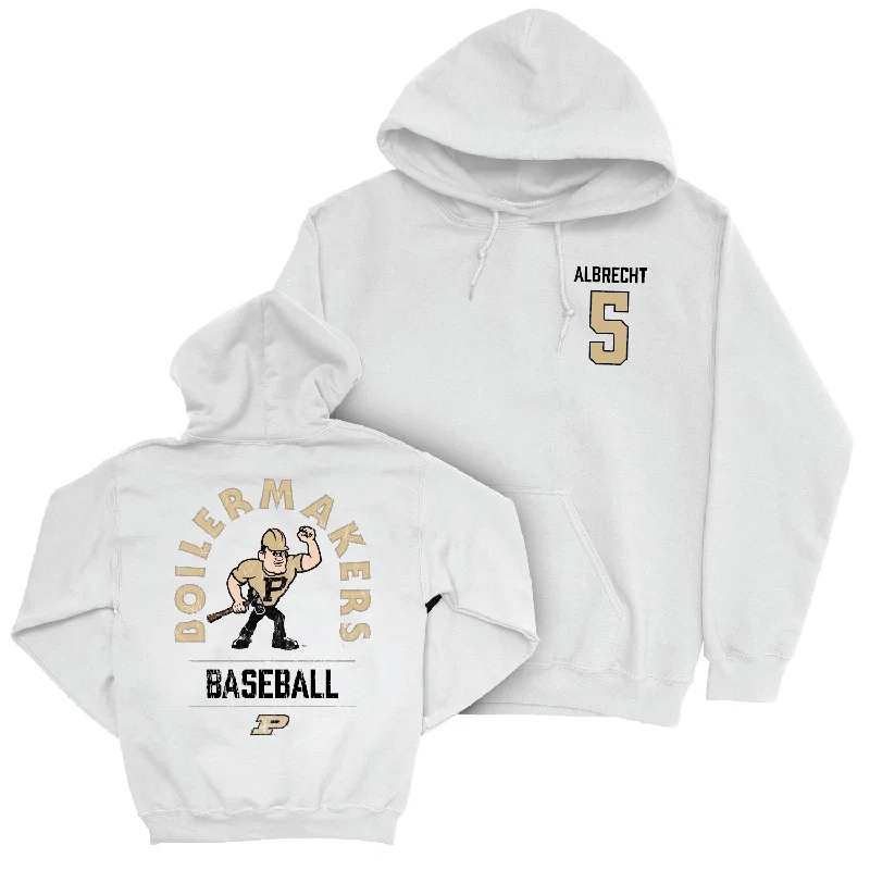 Japanese hoodie-Baseball White Mascot Hoodie - Evan Albrecht | #5