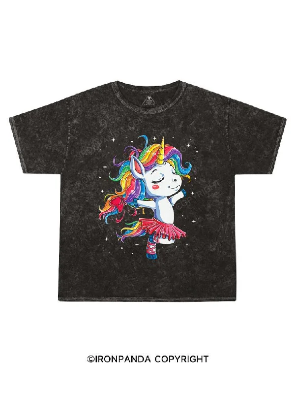 fashion T-shirt-Ballet Dancer Unicorn Kids Washed T-Shirt