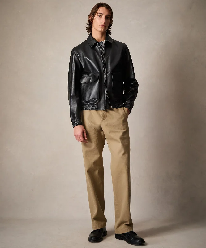 Leather pants-Japanese Relaxed Fit Selvedge Chino in Khaki