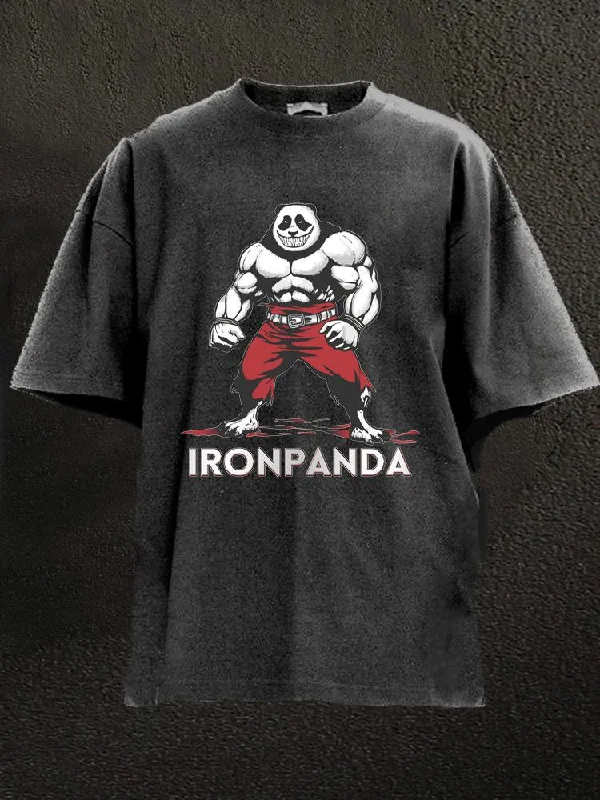 men’s T-shirt-IRONPANDA Washed Gym Shirt