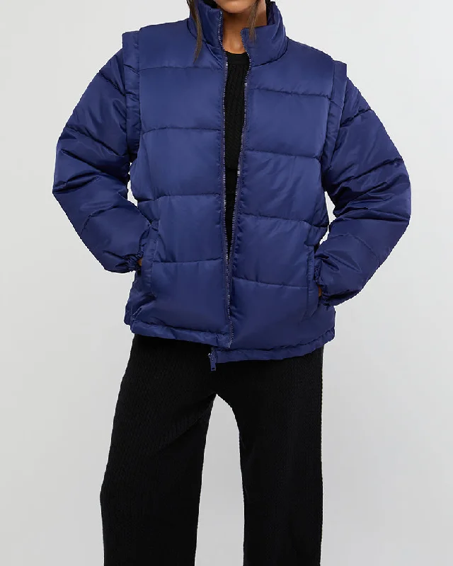 Outdoor adventure jacket-Zip Off Sleeve Puffer Jacket