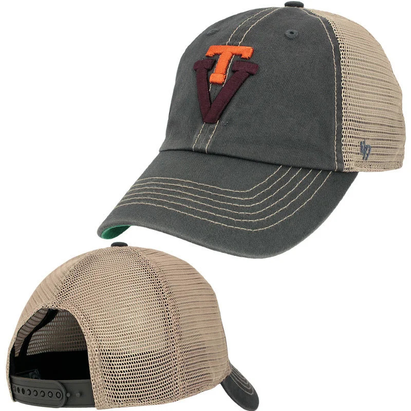 Business hats-Virginia Tech Retro Logo Trucker Hat: Charcoal by 47 Brand