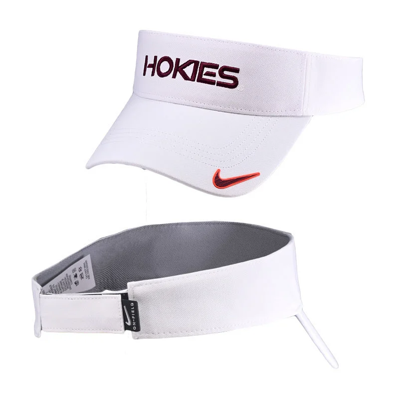 Personalized hats-Virginia Tech Hokies Dri-FIT Visor: White by Nike