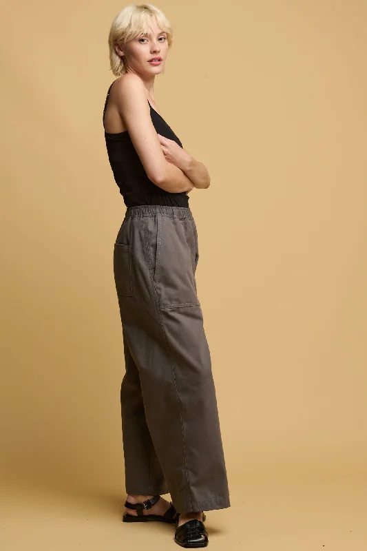 Slimming pants-Camerawoman Drawstring Tapered Cotton Canvas Trousers - Charcoal