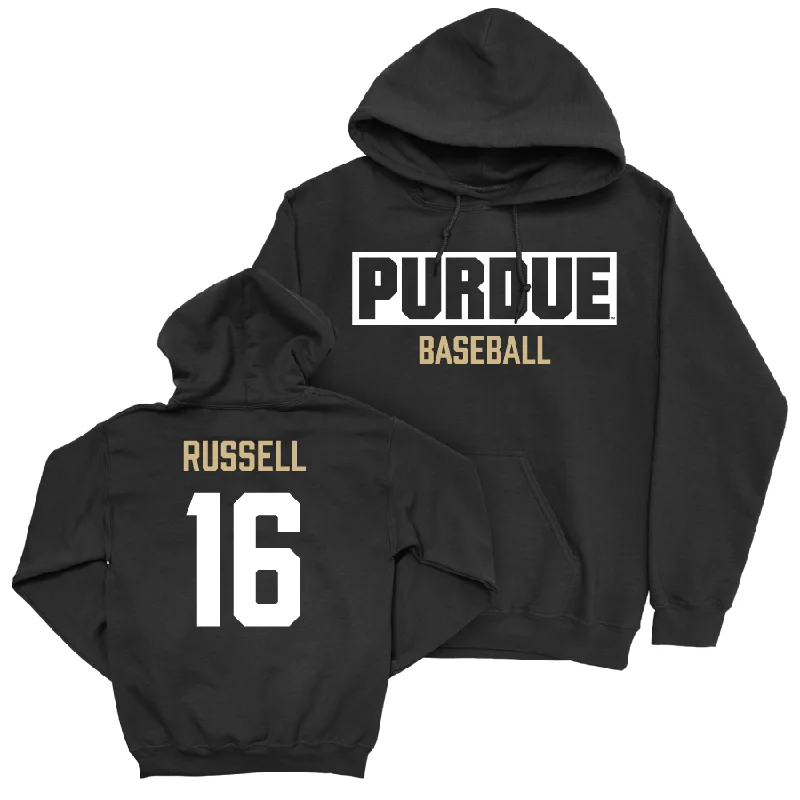 Loose fit hoodie-Baseball Black Staple Hoodie     - Houston Russell