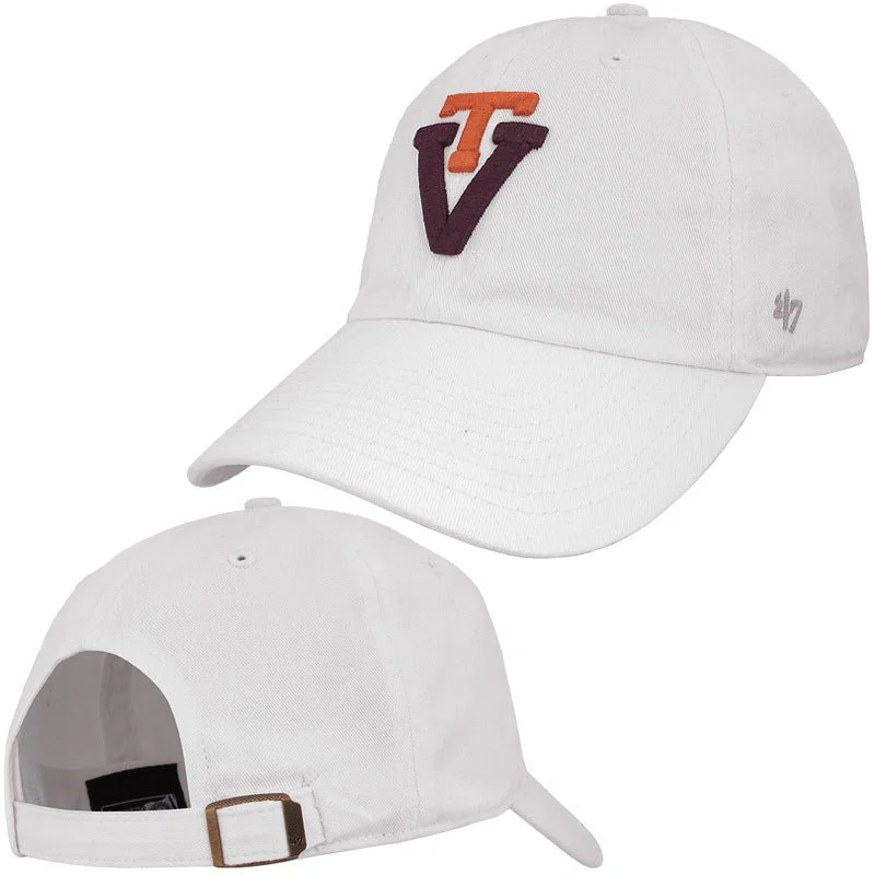 Patterned hats-Virginia Tech Retro Logo Hat: White by 47 Brand