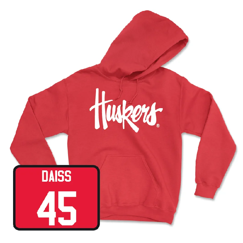 Loose fit hoodie-Red Baseball Huskers Hoodie - Casey Daiss