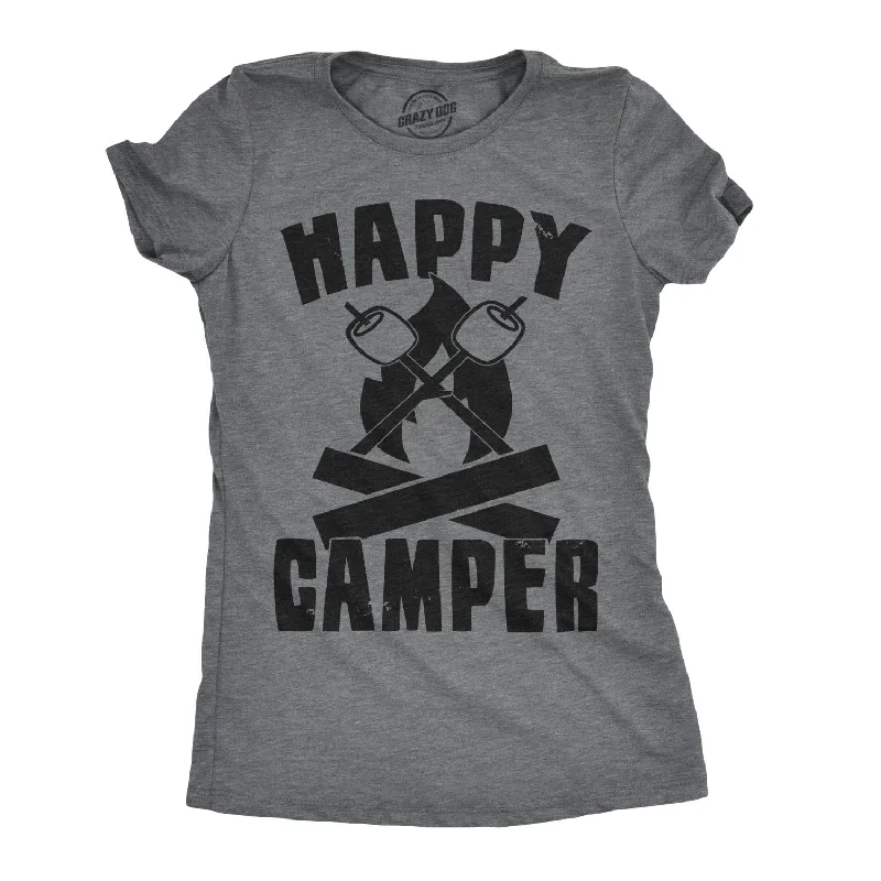 breathable T-shirt-Happy Camper Womens Tee Women's T Shirt