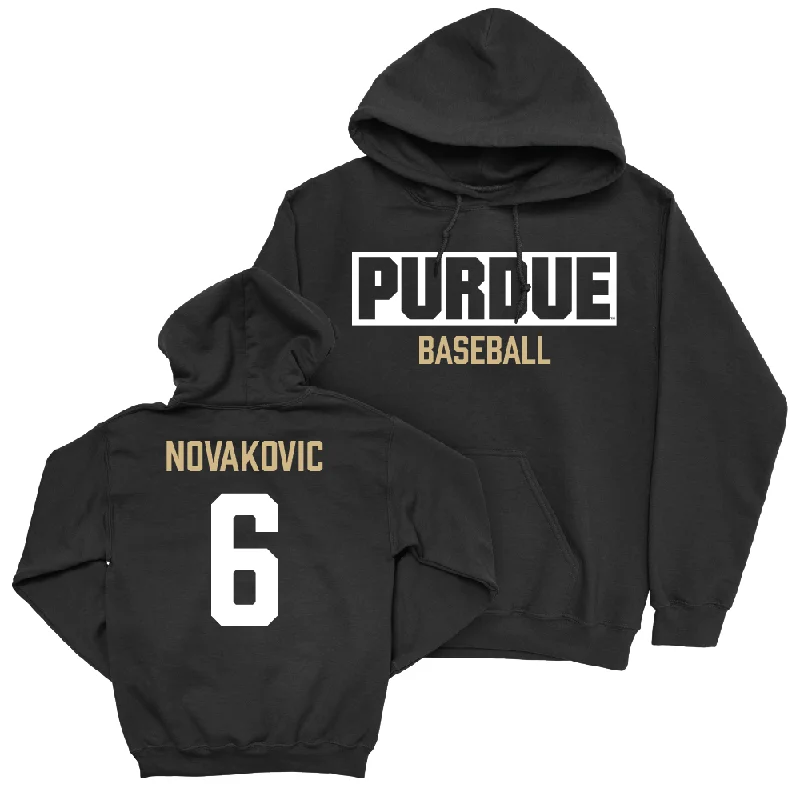 Lightweight hoodie-Baseball Black Staple Hoodie     - James Novakovic