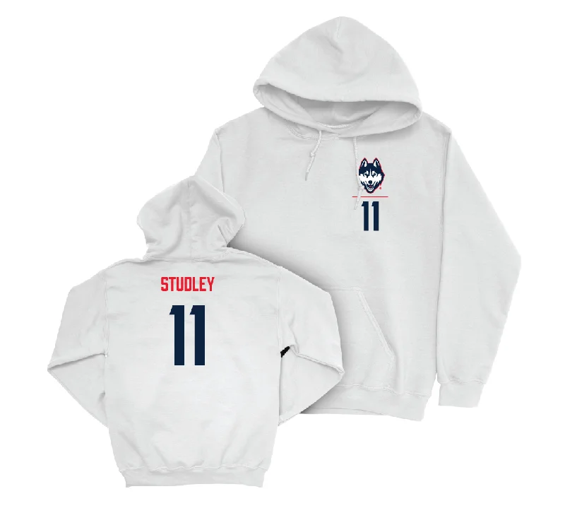 Couple hoodie-UConn Baseball Logo White Hoodie - Jake Studley | #11