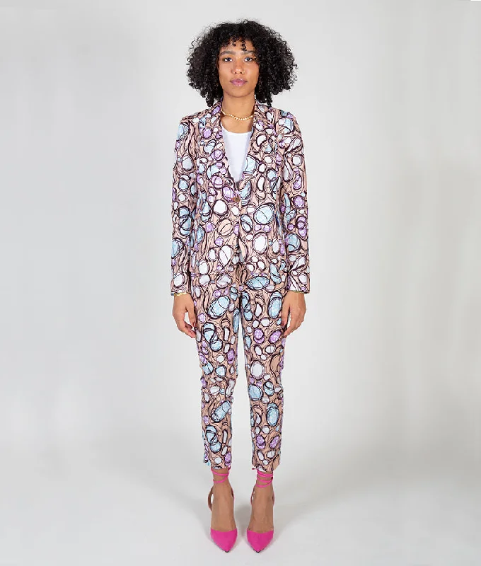 Solid color jacket-Blaze & Slim Jenny Suit in Mauve Bubbles