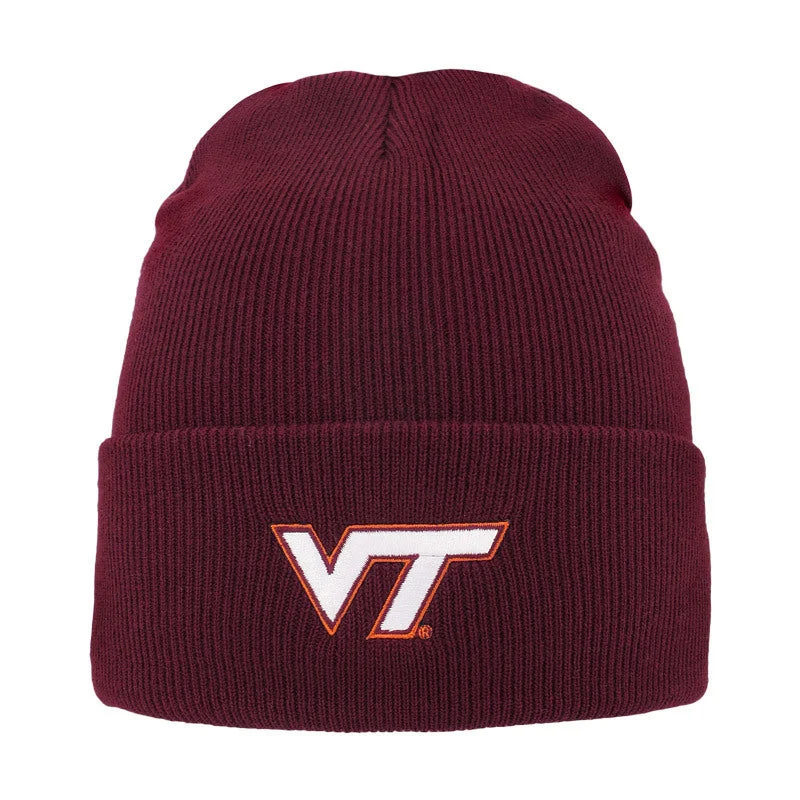 Sun shading hats-Virginia Tech North Pole Cuffed Knit Beanie: Maroon