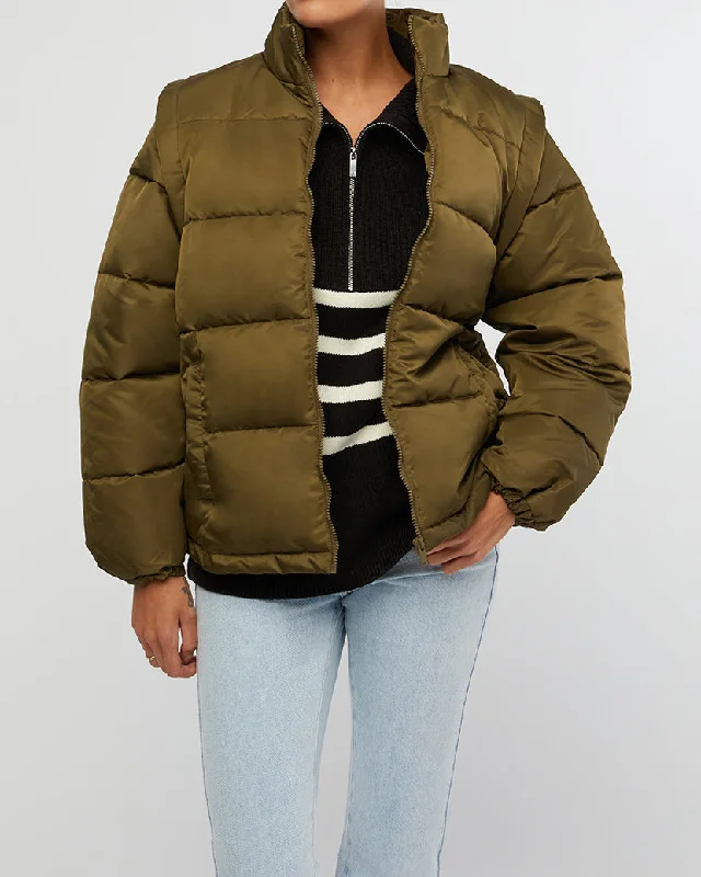 British style jacket-Zip Off Sleeve Puffer Jacket