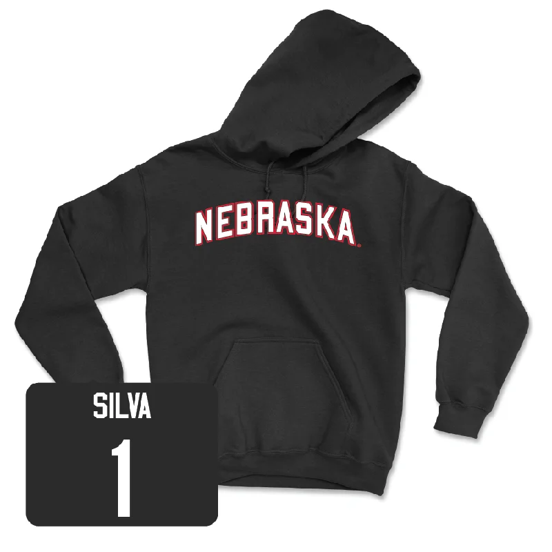 University hoodie-Baseball Black Nebraska Hoodie - Riley Silva