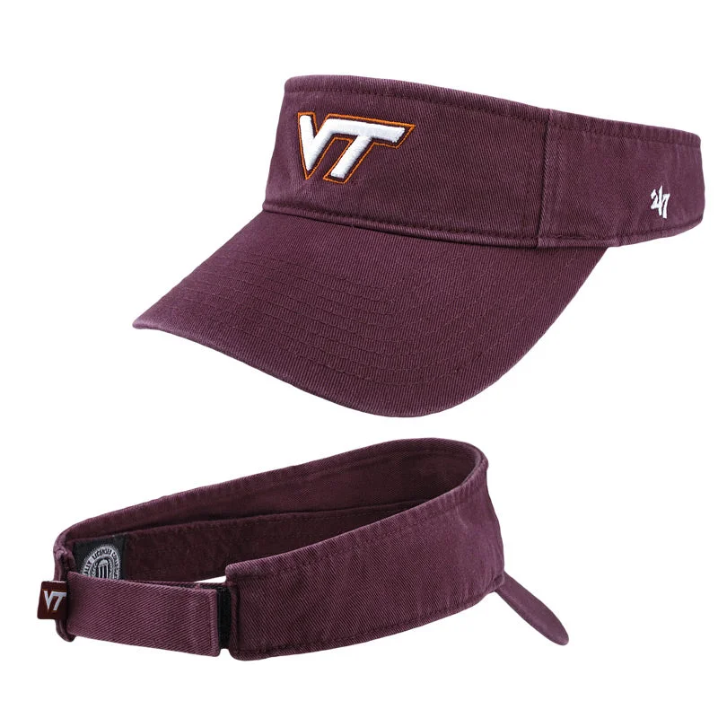 Straw sun hats-Virginia Tech Clean Up Visor: Maroon by 47 Brand