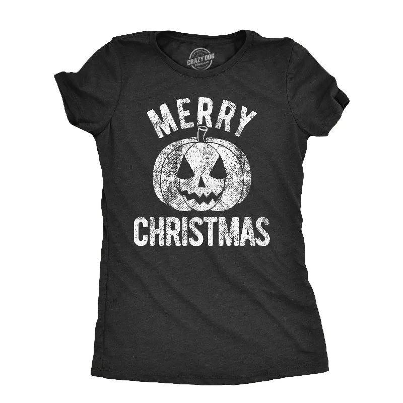 custom T-shirt-Merry Christmas Pumpkin Women's T Shirt