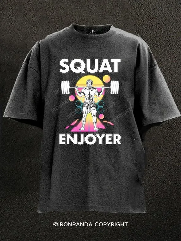 trendy graphic T-shirt-Squat Enjoyer Washed Gym Shirt