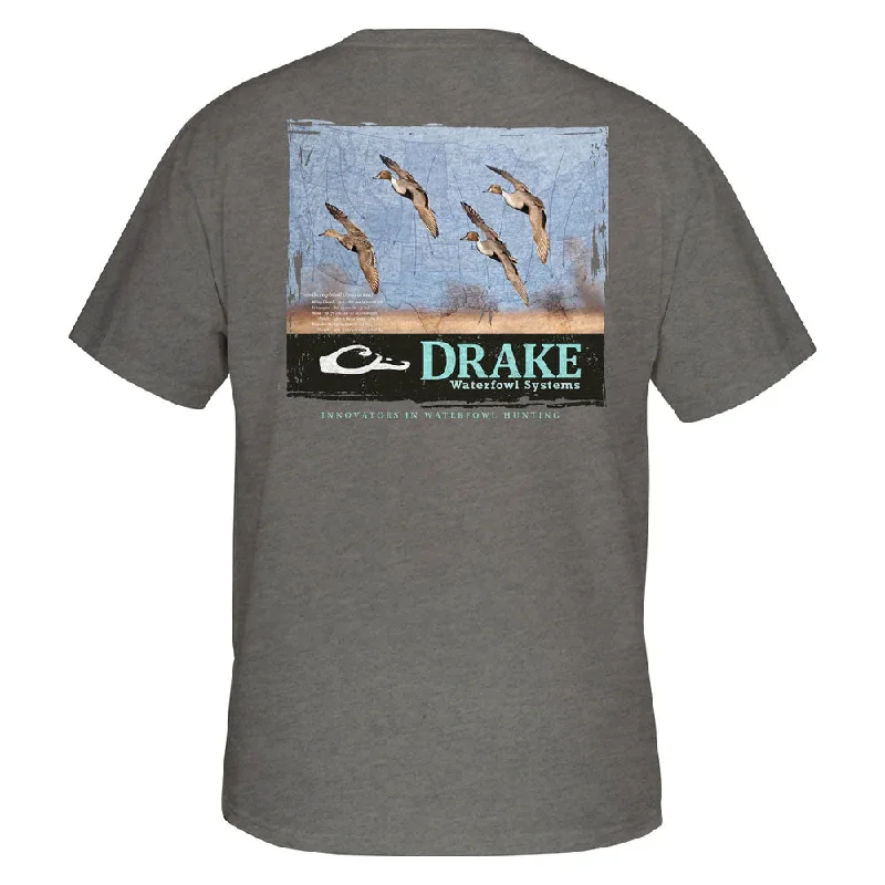 plain white T-shirt-Drake Spring Map T-Shirt- Graphite Heather