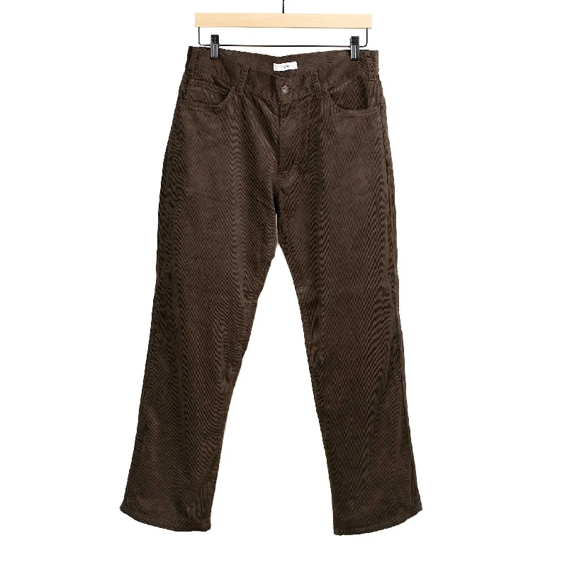 Black casual pants-Five pocket trousers in dark brown cotton corduroy