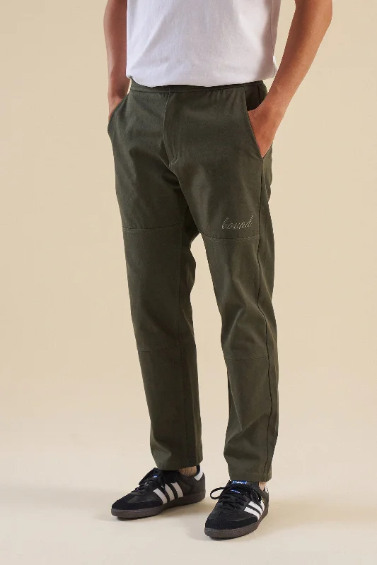 Patchwork pants-KHAKI STRAIGHT WORK PANT