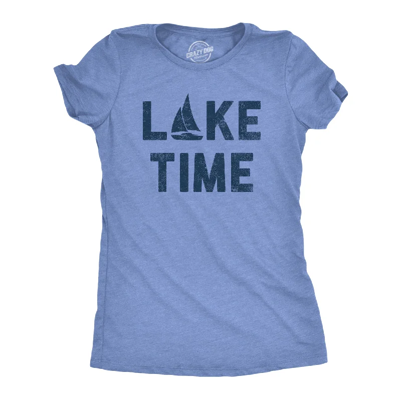 printed graphic T-shirt-Lake Time Women's T Shirt