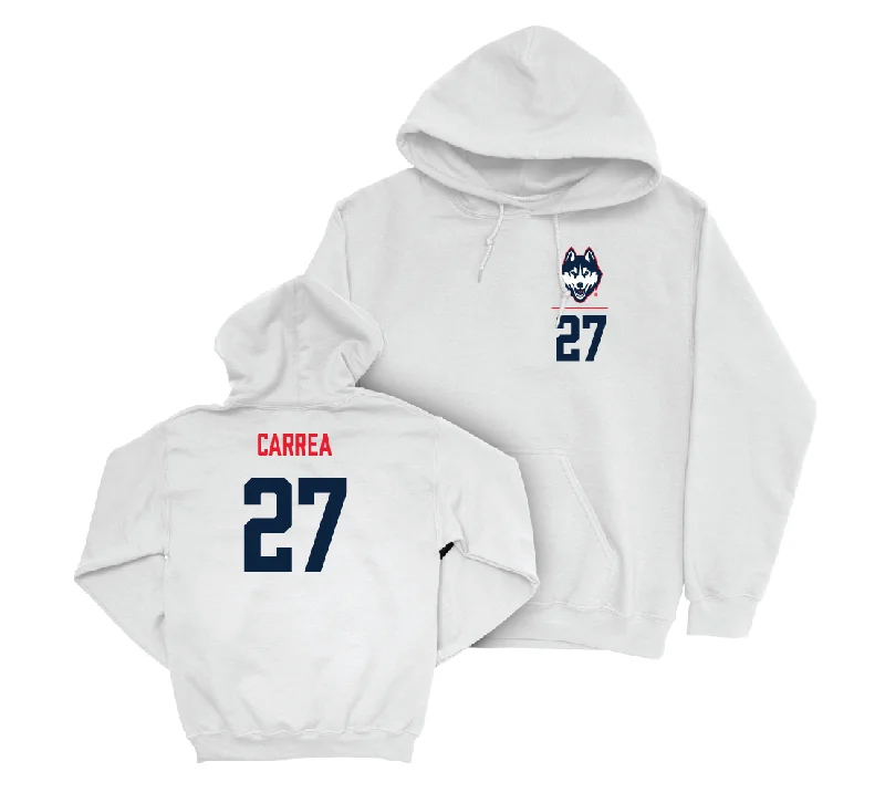 Streetwear hoodie-UConn Baseball Logo White Hoodie - Joe Carrea | #27