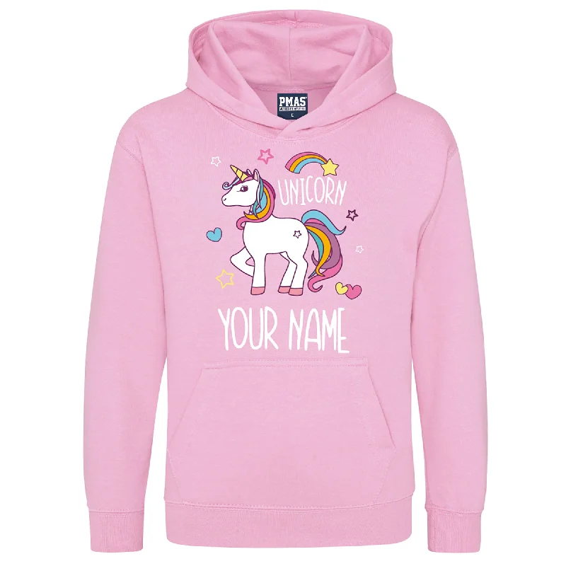 Customizable hoodie-Girls Personalised Super Fabulous Rainbow Unicorn Hoodie Top