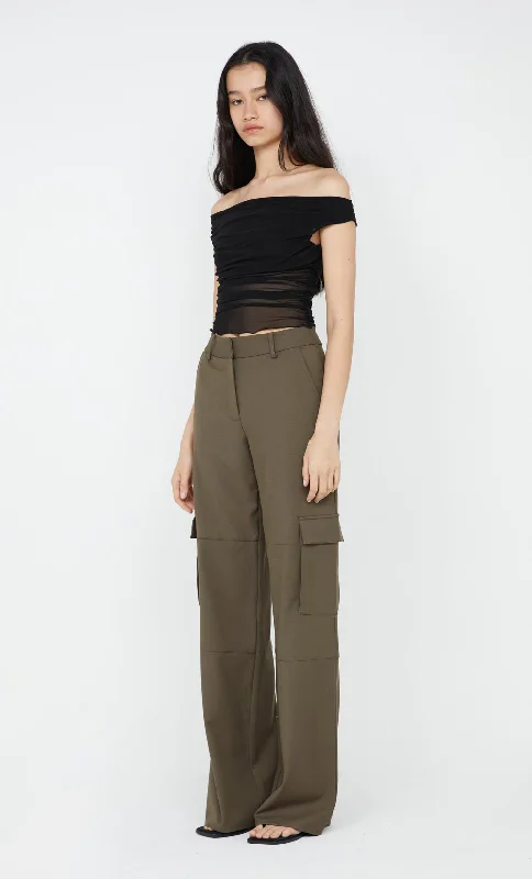 Striped pants-TERI POCKET PANT - OLIVE